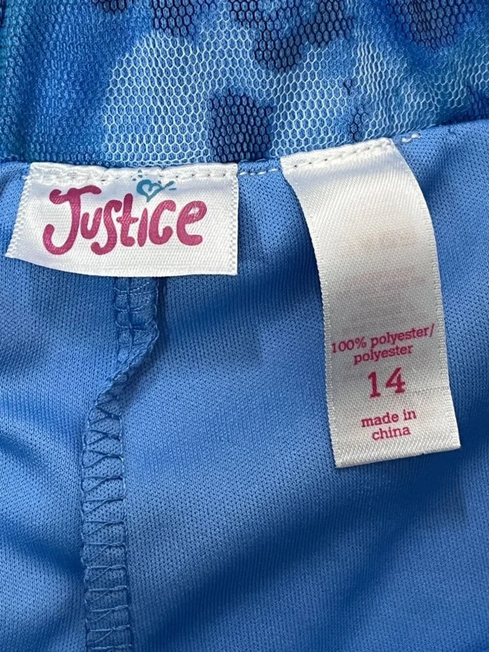 Justice Girls Size 14 Blue Floral Tiered Mesh Ruffle Pull-On Skirt